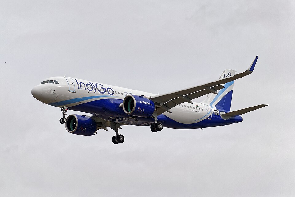 Airbus A320 family aircraft in flight (IndiGo livery)